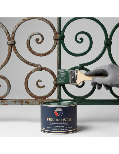 Ferroplus Gel Smalto Antiruggine Verde Muschio Per Ferro E Metallo 750 ml