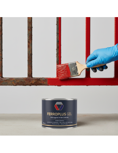 Kit 3 Pezzi Ferroplus Gel Smalto Antiruggine Rosso Fuoco 750 ml