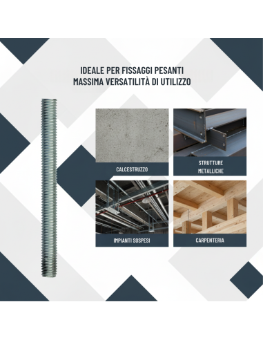 Barra Filettata In Acciaio 1 Metro Din 976-1 Per Applicazioni Industriali