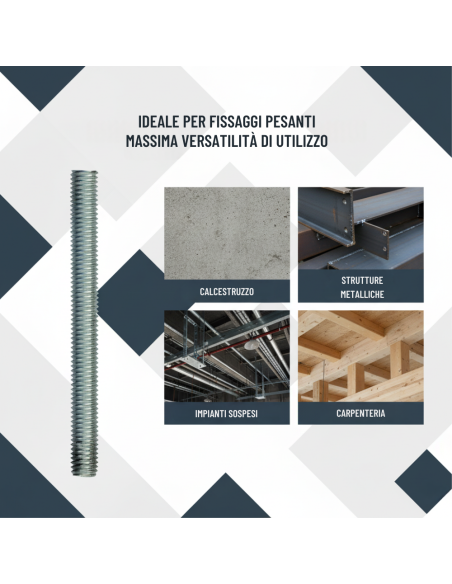 Barra Filettata In Acciaio 1 Metro Din 976-1 Per Applicazioni Industriali