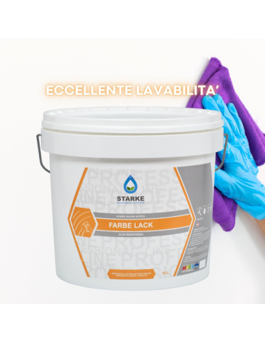 Farbe Lack Smalto Murale Acrilico Bianco Satinato Ad Alta Resistenza Per Interni Starke - foto 3