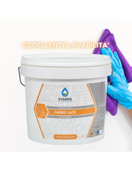Farbe Lack Smalto Murale Acrilico Bianco Satinato Ad Alta Resistenza Per Interni Starke - foto 3