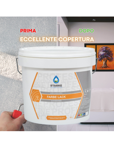 Farbe Lack Smalto Murale Acrilico Bianco Satinato Ad Alta Resistenza Per Interni Starke - foto 4