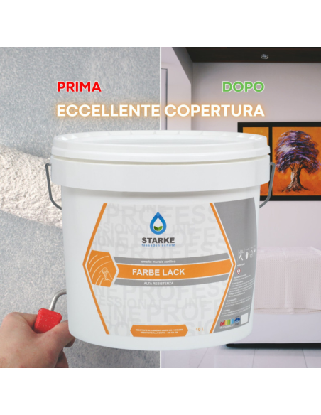 Farbe Lack Smalto Murale Acrilico Bianco Satinato Ad Alta Resistenza Per Interni Starke - foto 4