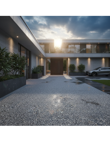 Pavimento Drenante Fai Da Te Ciottoli In Marmo e Resina Grigio Bardiglio 15,750 kg