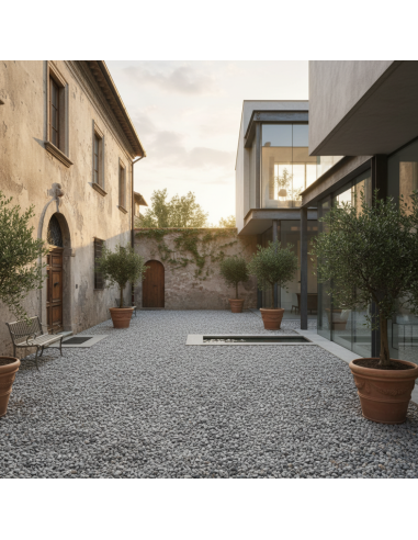 Pavimento Drenante Fai Da Te Ciottoli In Marmo e Resina Grigio Bardiglio 15,750 kg