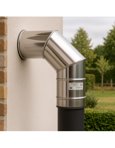 Curva  90° Acciaio Inox Ø 150 MM Spessore 0,5 MM Canna Fumaria Monoparete  