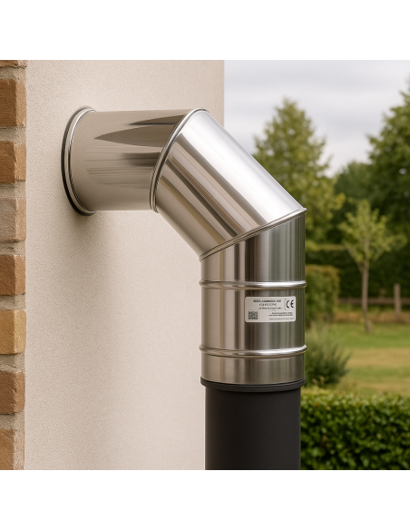 Curva  90° Acciaio Inox Ø 150 MM Spessore 0,5 MM Canna Fumaria Monoparete  