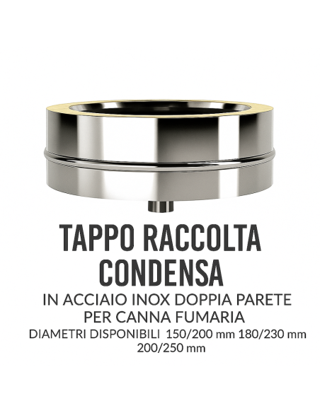 Tappo Raccolta Condensa Acciaio Doppia Parete Manutenzione Canna Fumaria 