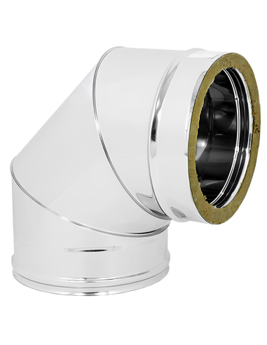 Curva  90° Acciaio Inox Ø 200/250 MM Spessore 0,5 MM Canna Fumaria Doppia Parete