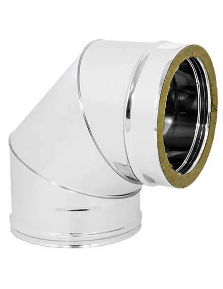 Curva  90° Acciaio Inox Ø 200/250 MM Spessore 0,5 MM Canna Fumaria Doppia Parete