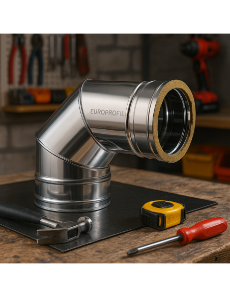 Curva  90° Acciaio Inox Ø 200/250 MM Spessore 0,5 MM Canna Fumaria Doppia Parete