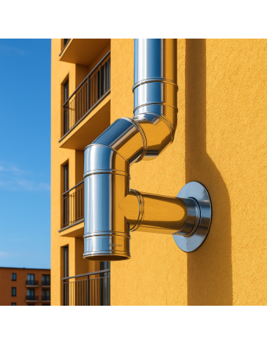 Curva  90° Acciaio Inox Ø 200/250 MM Spessore 0,5 MM Canna Fumaria Doppia Parete