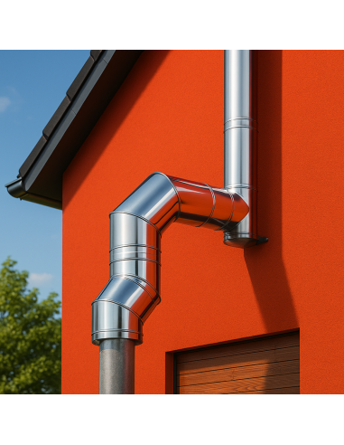 Curva  90° Acciaio Inox Ø 200/250 MM Spessore 0,5 MM Canna Fumaria Doppia Parete