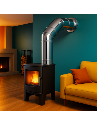 Curva  90° Acciaio Inox Ø 200/250 MM Spessore 0,5 MM Canna Fumaria Doppia Parete