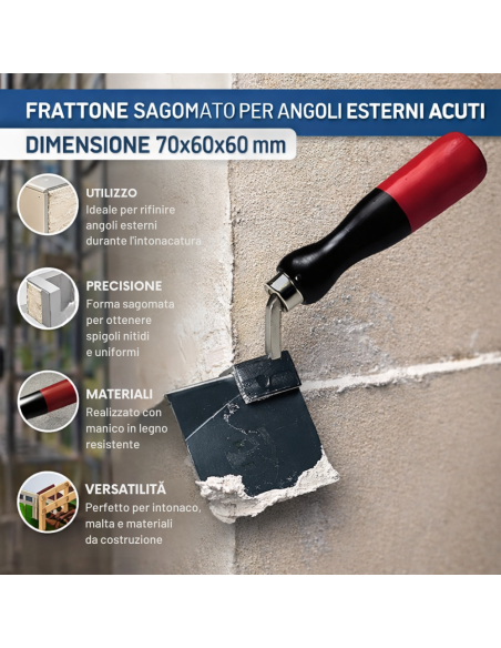 Frattone Sagomato Per Angoli Esterni Acuti 70x60x60 mm
