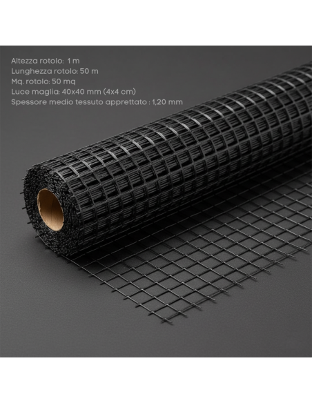 Rete In Fibra Di Vetro 40X40 Mm Rinforzo Massetti E Intonaci 2 Rotoli 1x50 m FORTUNATO - foto 6