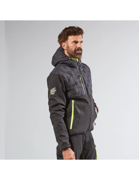 Giacca Idrorepellente Chiusura Zip Cappuccio Colore Black Carbon Spock 