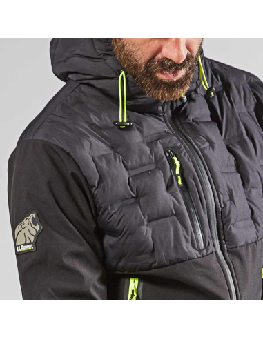 Giacca Idrorepellente Chiusura Zip Cappuccio Colore Black Carbon Spock 