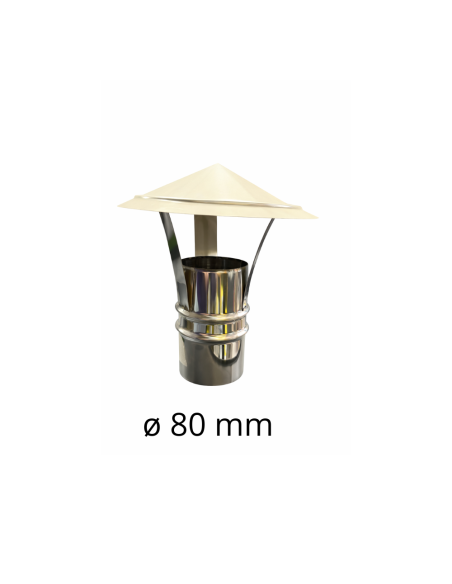 Cappello Cinese Acciaio Inox Base Tonda Ø 80 Tiraggio Camino Dispersore Fumi 