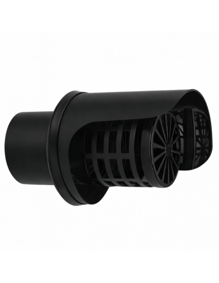 Cappello Orizzontale Griglia Ø 80 mm Acciaio Inox Verniciato Nero Stufa Pellet