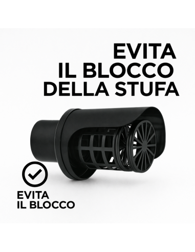  Cappello Orizzontale Griglia Ø 80 mm Acciaio Inox Verniciato Nero Stufa Pellet