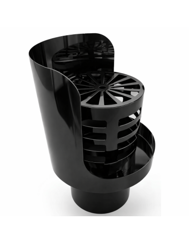  Cappello Orizzontale Griglia Ø 80 mm Acciaio Inox Verniciato Nero Stufa Pellet