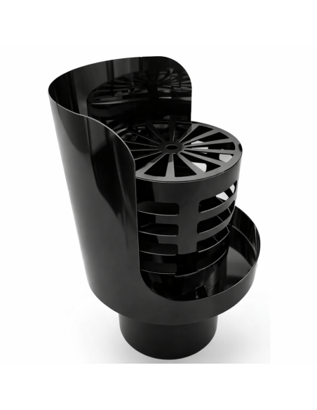  Cappello Orizzontale Griglia Ø 80 mm Acciaio Inox Verniciato Nero Stufa Pellet