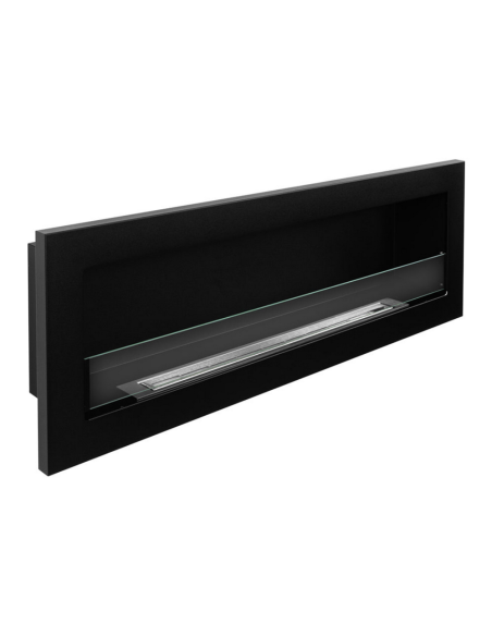 Camino A Bioetanolo Livorno 120 Da Incasso o A Parete Nero Bruciatore Acciaio Inox
