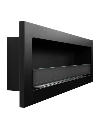 Camino A Bioetanolo Livorno 120 Da Incasso o A Parete Nero Bruciatore Acciaio Inox
