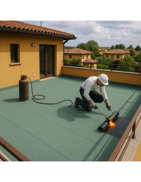 Guaina Ardesiata Verde CASASCIUTTA Impermeabilizzazione Terrazze 5 Rotoli 1x10 m