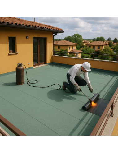 Guaina Ardesiata Verde CASASCIUTTA Impermeabilizzazione Terrazze 10 Rotoli 1x10 m