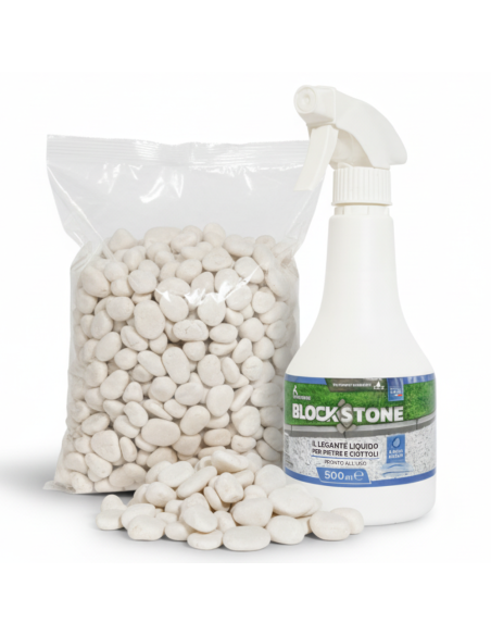 Kit Stabilizzazione Ciottoli Sacco da 5 Kg  Con Legante Confezione 0,5 L 