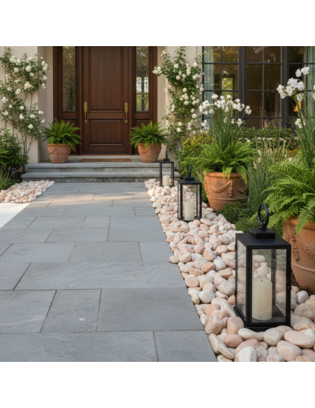 Ciottolo In Marmo Rosa Corallo Per Decorazioni Esterne