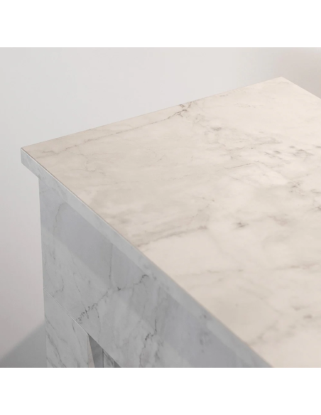 Camino A Bioetanolo Bellini In Legno Effetto Marmo Bianco Design Made In Italy