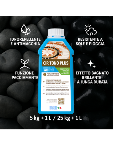 Ciottoli Nero Ebano Effetto Bagnato Brillante Con CIR TONO PLUS Protettivo