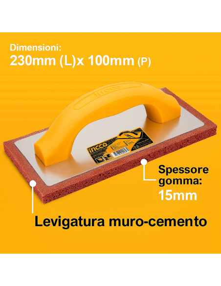 Frattone Professionale In Gomma 230x100 mm Intonaco Stucco Muratura  