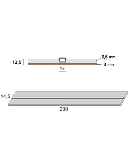Semilavorato Cartongesso Fibra Alluminio Led 14,5x200 cm 5 Pezzi 10 m Lineari
