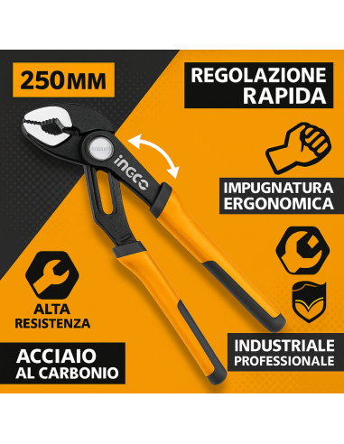 Pinza Regolabile Veloce Acciaio Inox 250mm Apertura Rapida Impugnatura Ergonomica