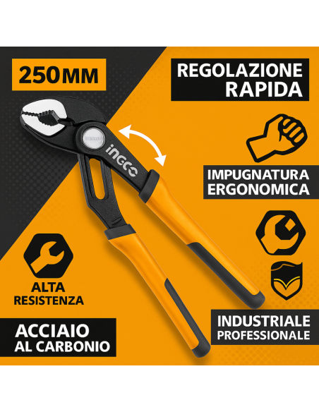 Pinza Regolabile Veloce Acciaio Inox 250mm Apertura Rapida Impugnatura Ergonomica