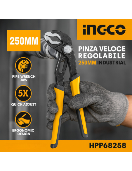 Pinza Regolabile Veloce Acciaio Inox 250mm Apertura Rapida Impugnatura Ergonomica