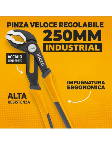 Pinza Regolabile Veloce Acciaio Inox 250mm Apertura Rapida Impugnatura Ergonomica