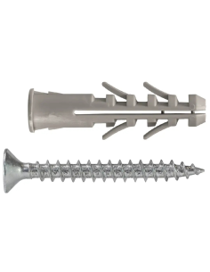 Tassello UB 5x25 Nylon Con Bordino e Vite Zincata TPS Pozidriv 100 Pezzi