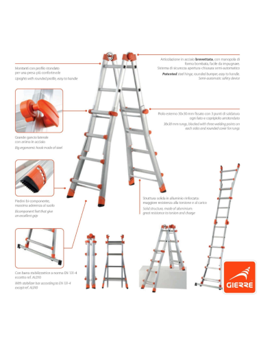 Scala Telescopica Professionale Media 5+5 Peppina GIERRE In Alluminio