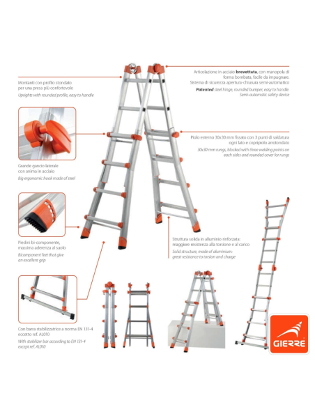 Scala Telescopica Professionale Media 5+5 Peppina GIERRE In Alluminio