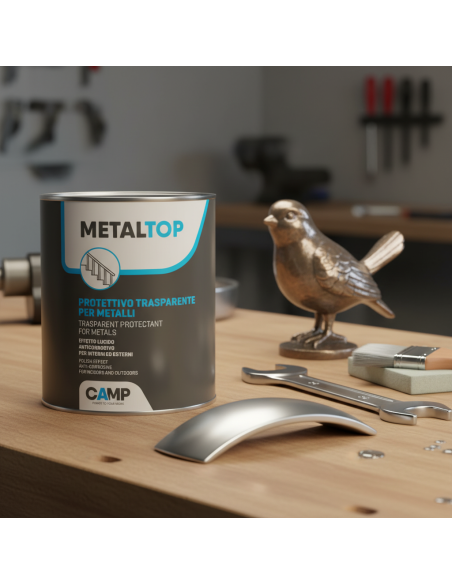 Metal Top Protettivo Trasparente Per Metalli Effetto Lucido Antiruggine 1 Litro