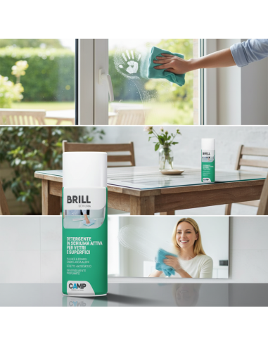 Brill Schiuma 400 ml Detergente Brillantante In Schiuma Per vetri E Superfici