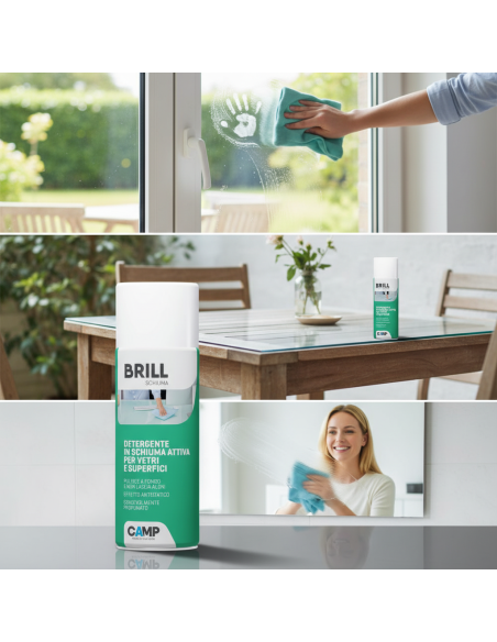 Brill Schiuma 400 ml Detergente Brillantante In Schiuma Per vetri E Superfici