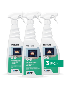 KIT 3 Fire Clean Da 750 ml Pulitore Decarbonizzante Vetri E Superfici Di Camini 