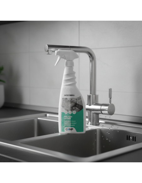 KIT 6 Inox Brill  Da 750 ml Pulitore Lucidante E Protettivo Per Superfici In Acciaio 